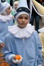 'Pierrot' on Shrove Tuesday, Binche Carnival, Belgium. Royalty Free Stock Photo