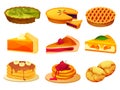 Pies and cakes, pancakes and cookies set