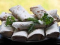 Pies of lavash with filling together.