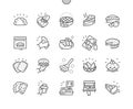 Pies and Pasties Well-crafted Pixel Perfect Vector Thin Line Icons 30 2x Grid for Web Graphics and Apps.