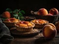 Pies with Peach Fruit Slices