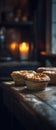 Pies On Stone Rustic Pub Mobile Wallpeper Postcard. Generative AI Royalty Free Stock Photo