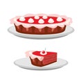 Pies vector Illustration. Thanksgiving and birthday. Berry pie with whipped cream on the top page of website and mobile