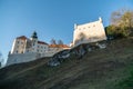 Pieskowa Skala Castle in autumn, fall season at the trail of the eagles\' nestsin lesser poland, Ojcow in Poland Royalty Free Stock Photo