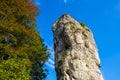 Pieskowa Skala, Poland - Monumental limestone rock Cudgel or Bludgeon of Hercules - Maczuga Herkulesa - in the Ojcowski National Royalty Free Stock Photo