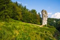 Pieskowa Skala, Poland - Monumental limestone rock Cudgel or Bludgeon of Hercules - Maczuga Herkulesa - in the Ojcowski National Royalty Free Stock Photo