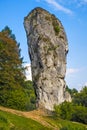 Pieskowa Skala, Poland - Monumental limestone rock Cudgel or Bludgeon of Hercules - Maczuga Herkulesa - in the Ojcowski National Royalty Free Stock Photo