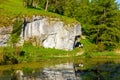 Limestone rock called Bludgeon of Hercules near Castle Pieskowa Skala, Krakow, Poland Royalty Free Stock Photo