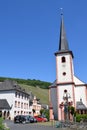 Piesport, Germany - 06 01 2021: church and parking lot in Piesport