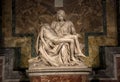 Pieta Sculpture of Michelangelo at St Peter`s Basilica in Rome Royalty Free Stock Photo