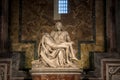 Pieta Sculpture of Michelangelo at St Peter`s Basilica in Rome Royalty Free Stock Photo