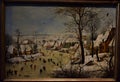 Pieter Bruegel painting depicting a village with snow at the Kunst Museum Vienna.