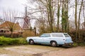 Pieterburen, Netherlands - January 10, 2020. Pick up old timer car in light blue color Royalty Free Stock Photo