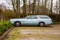 Pieterburen, Netherlands - January 10, 2020. Pick up old timer car in light blue color Royalty Free Stock Photo