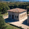 PIETRABBONDANTE, MOLISE (ITALY) - NOV 1, : Aerial view of Santuario Italico di Pietrabbondante made with