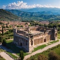 PIETRABBONDANTE, MOLISE (ITALY) - NOV 1, : Aerial view of Santuario Italico di Pietrabbondante made with