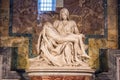 The Piety is a sculptural group in marble by Michelangelo inside of Papal basilica of Saint Peter in Vatican City Royalty Free Stock Photo