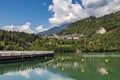 View of the reservoir at Pieve di Cadore, Veneto, Italy on August 10, 2020 Royalty Free Stock Photo