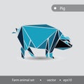 Pig abstract illustration of farm animals, flat image