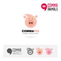 Pig animal concept icon set and modern brand identity logo template and app symbol based on comma sign Royalty Free Stock Photo