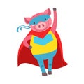 Pig Animal Dressed As Superhero With A Cape Comic Masked Vigilante Character
