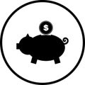 Pig bank with coin vector symbol Royalty Free Stock Photo