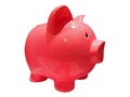 Pig big pink piggy bank with white background to store saved money coins