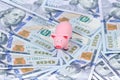 Pig on 100 bills Royalty Free Stock Photo