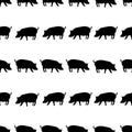 Pig black shadows silhouette in lines pattern eps10