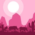 Pig boar animal silhouette desert savanna landscape design vector illustration
