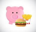 pig, burger and fries concept illustration design Royalty Free Stock Photo