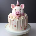 Adorable Pig Cake: A Delightful Treat With Drips And Splatters