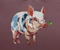 Pig cartoon acrylic painting texture closeup.