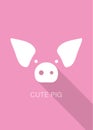 Pig cartoon face, flat icon design vector illustration Royalty Free Stock Photo