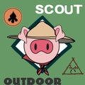 Pig cartoon scout uniform insignia pack