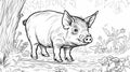 Pig coloring pages for kids, in the style of anthropomorphism, AI generated