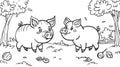Pig coloring pages for kids, in the style of anthropomorphism, AI generated