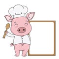 Pig cook with blank frame for text