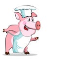 Pig cook - chef holds