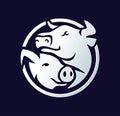Pig and bull vector logo