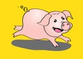 Pig cute running vector illustration