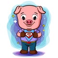 A pig do open shirt to show logotype in hero style Royalty Free Stock Photo