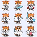 Vector Illustration of Cute Tiger Doctor cartoon Royalty Free Stock Photo