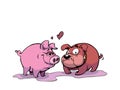 Pig and dog in love