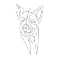 The pig is drawn with one solid line in a minimalistic style. The design is suitable for modern tattoos, decor