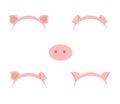 Pig ears mask set cartoon isolated over white vector