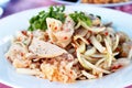 Pig ears and pork sausage salad