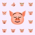 Pig in easy pleasant smile emoji icon. Pig emoji icons universal set for web and mobile