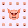 Pig in enamored emoji icon. Pig emoji icons universal set for web and mobile