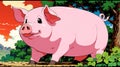 pig exterior retro anime highquality image a ai generated Royalty Free Stock Photo